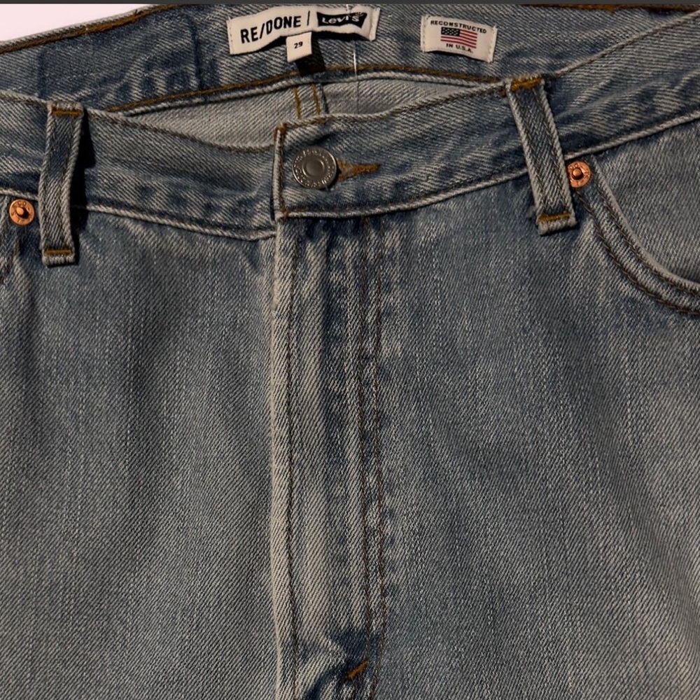 Re/Done Levi’s 29 Spliced Patchwork Light Blue Je… - image 3